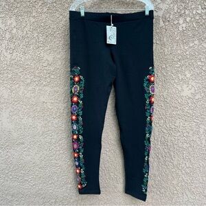NEW! Brazilroxx Embroidered Multicolor Floral‎ Legging Pants Womens Size XL Boho